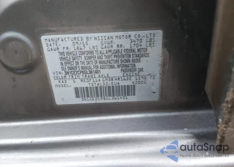 2016 Nissan Versa Note S (Sr)/S Plus/Sl/Sr/Sv z USA, uszkodzony, nr VIN 3N1CE2CP8GL361401